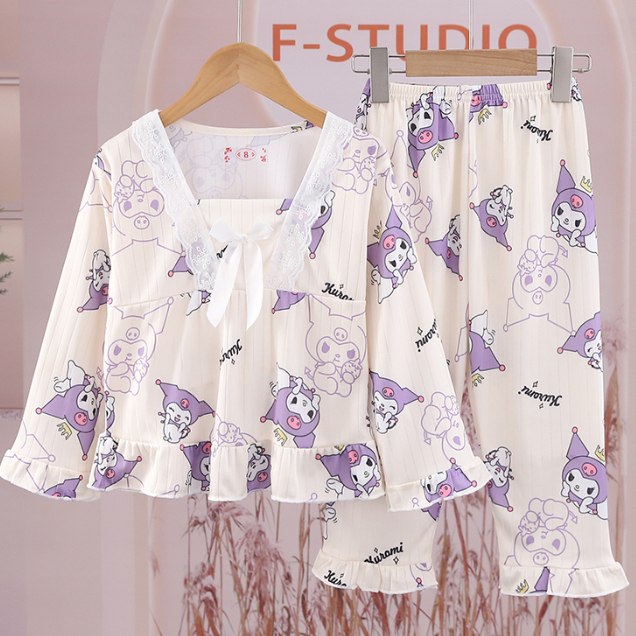 Váy ngủ dài tay mềm mại cho bé gái Váy ngủ cổ vuông bằng Polyester cho 12 - 13 tuổi