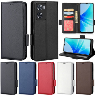 Ốp Lưng Sang Trọng Cho Oppo A79 5G A57 A77 A57s A77s 4G 2022 A17 A17K A78 5G A98 A38 A18 A58 4G A3 Pro 5G Realme 11X 5G Realme 12 + 5G Ví Sách Litchi Vỏ Lật Da Pu Mềm