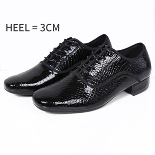 Giày Khiêu Vũ Nam Latin Người Lớn Đen 3cm Gót Nhảy Hiện Đại Waltz Phòng Bóng Nhảy Múa