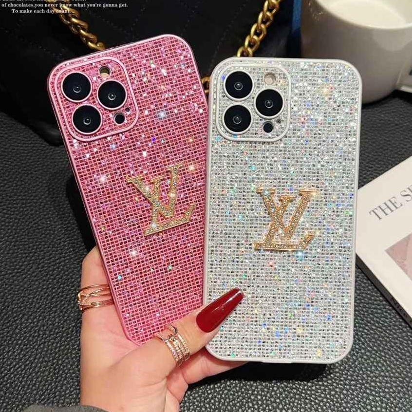 Ốp lưng sequin thời trang thương hiệu sang trọng cho iPhone 14 Pro Max 11 12 13 14 15 Pro Max 15 Plus Vị trí lỗ chính xác Vỏ điện thoại chống rơi có phim máy ảnh