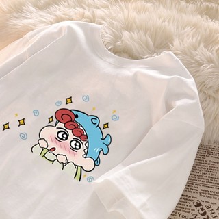 Dễ Thương Nini Cặp Đôi Mắt Ngôi Sao Họa Tiết Hoạt Hình Trắng Áo Thun Nữ Cổ Tròn Áo Thun Mới Đa Năng 100% cotton
