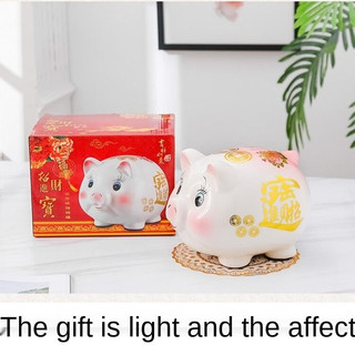 Ống heo tiết kiệm tiền bằng gốm sứ in họa tiết hoạt hình dễ thương phong cách Trung Quốc