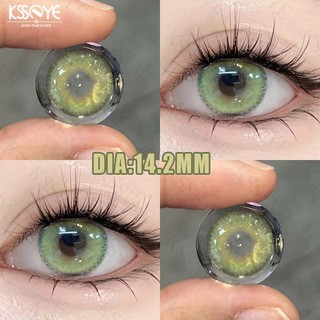 1 Cặp / 2 Chiếc Ống Kính Tiếp Xúc Xanh ksseye Ống Kính Mềm Phong Cách Iris 14,2 Mm Lai Mèo Con Xanh 1 Năm Sử Dụng Mắt Búp Bê Trang Điểm Thoải Mái