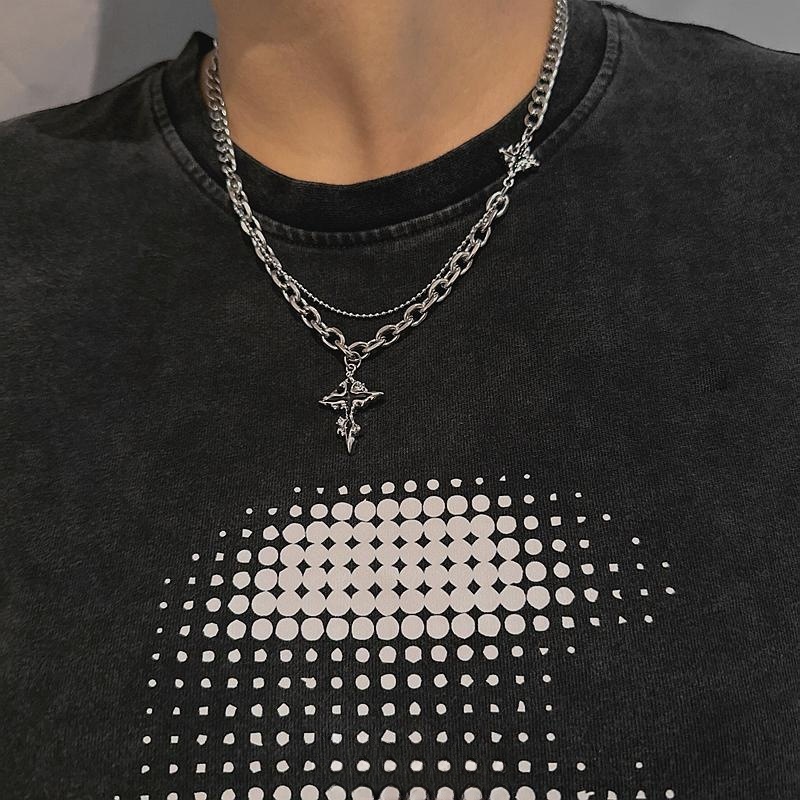 mùa hè Vòng cổ MAYEBE LAVEND Mạ Bạc Nhiều Lớp unisex y2k Phong Cách hip hop | BigBuy360 - bigbuy360.vn