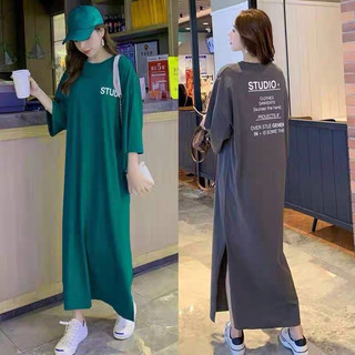 Plus Size 4XL Thời Trang Mùa Hè Nữ Đầm Maxi Chữ Tay Ngắn Cổ Tròn Áo Sơ Mi Đầm Nhân Quả Cô Gái Rời Dài Chữ A Áo Sơ Mi Đầm #D292