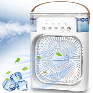 Quạt Điều Hòa Phun Sương Mini - Quạt Làm Mát Bằng Hơi Nước Để Bàn 3 Chế Độ Tích Hợp Đèn Led Cổng Sạc USB -QP4
