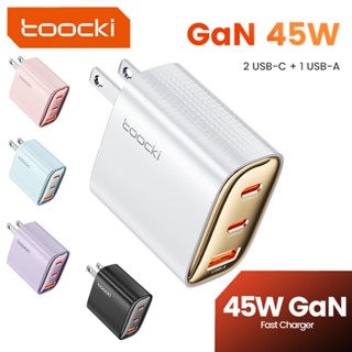 Toocki 45W GAN Sạc Nhanh PD3.0 QC4.0 Bộ Chuyển Đổi Du Lịch USB Loại C Ba Cổng Cho Điện Thoại Laptop Máy Tính Bảng