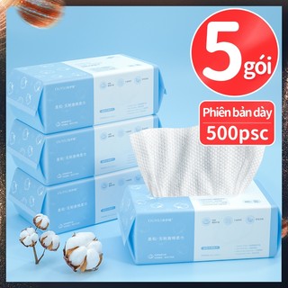 【5 Gói】 Khăn khô cotton nguyên chất dùng một lần Ouyili, đa năng để lau khô và ướt, giấy mặt dùng một lần, in 4D, siêu mềm, 20cmX20cm