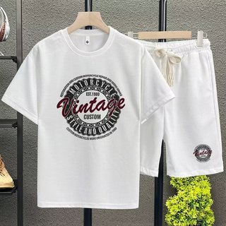 Áo thun nam 2024 dáng rộng cỡ lớn cổ tròn in hình thể thao nửa tay đáy