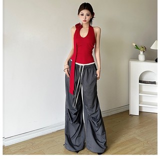 Cutenew Sang Trọng Hai Mảnh Bộ Nữ 3D Hoa Hồng Trang Trí Tank Top + Quần Cao Cấp Hàng Hóa Phong Cách Đường Phố Phù Hợp Với