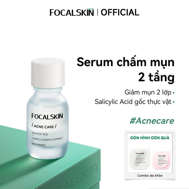 [Sản Phẩm Mới]Focalskin Serum Chấm Mụn Salicylic Acid+Zinc Hỗ Trợ Làm Dịu Mụn Viêm Sưng Đỏ Tức Thì 15G (Tặng 30 Tăm Bông)