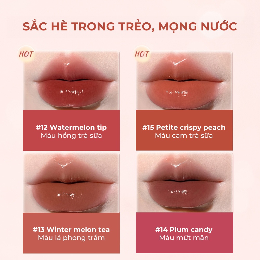 JUDYDOLL Son dưỡng có màu Watery Glow Lipstick Dưỡng ẩm Mềm môi Tôn da 3g