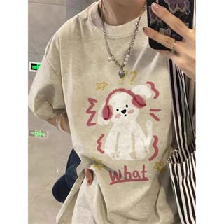 Áo phông nữ xám ROEMO dog in hinh form rộng thời trang bigsize local brand chính hãng  hình tay ngắn áo thun bigsize 100% cotton-Y1083