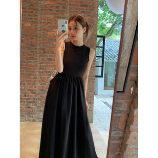 NUZIRO Váy dài eo gợi cảm thời trang retro kiểu Pháp có thiết kế không tay và váy rỗng
