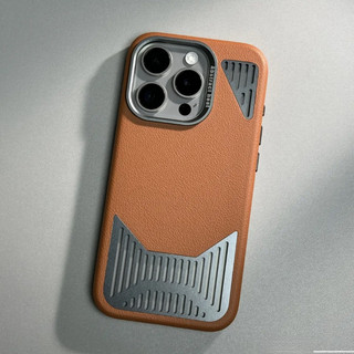 【Aluminum alloy cooling/Kevlar texture/Pc hard case/Brown】ốp lưng compatible for iPhone 12 13 14 15 pro max case