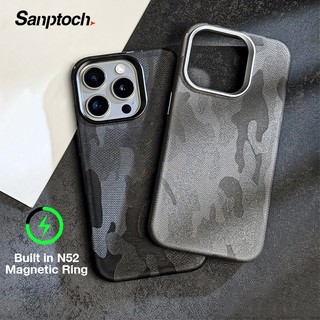 Sanptoch Cho Vỏ Điện Thoại Nhung Ngụy Trang Từ Tính Cho iPhone 16 / 15 / 14 / 13 / 12 Pro Max Sợi Vải Chống Sốc Vỏ Cứng Cho 17 Pro Max Vỏ Bảo Vệ Thân Thiện Với Da Mỏng