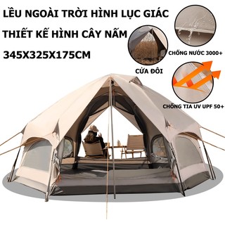 Lều Cắm Trại 5-6 người,Lều cắm trại lục giác,kiểu dáng lều nấm,Lều Dã Ngoại Tự Bung,Phù Hợp Đi Camping Dã Ngoại