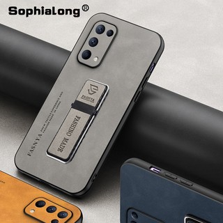 Ốp điện thoại OPPO Reno 3 4 5 Pro Ốp lưng Leahter Ốp lưng OPPO Reno3 Reno4 Reno5 K có giá đỡ kim loại ô tô từ tính
