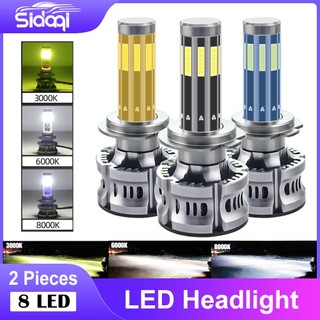 2 Chiếc Đèn Pha LED Chính Hãng Đèn Sương Mù Ô Tô Đèn Pha 8 Mặt 3 Màu Chống Thấm Nước 9005 / 9006 / H1 / H11 / H3 / H4 / H7 / H8 / 9012