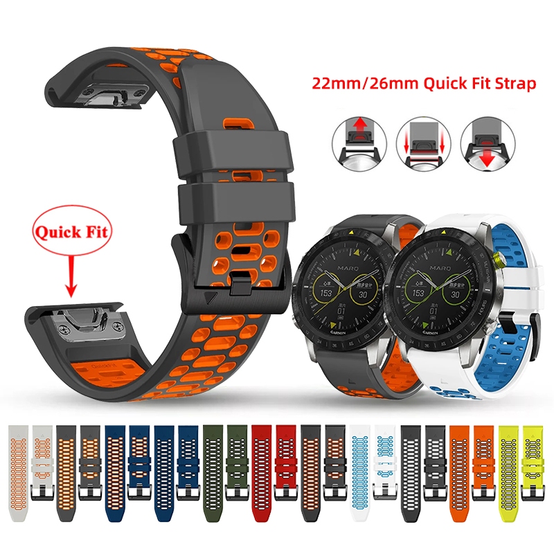 22mm 26mm Dây đeo silicon thể thao thoáng khí Dây đeo đồng hồ thay thế dây đeo phù hợp nhanh cho Gar