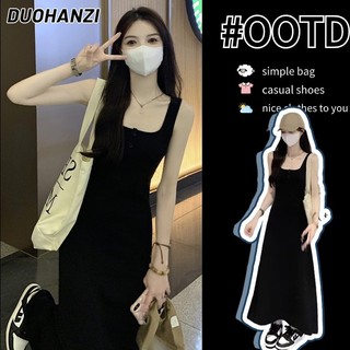 Duohanzi Đầm Nữ Mùa Hè Hàn Quốc Pure Desire Cao Cấp Chữ A Váy Dài