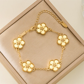 Golden Plum Blossom Vòng Tay Hai Mặt Thời Trang Nữ Hoa Vòng Tay Trang Sức Dự Tiệc Quà Tặng
