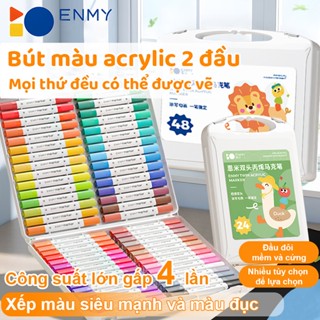 🥇Bút màu acrylic 2 đầu Bút Sơn Màu Acrylic Marker Deli THÊM 80% MỰC - 12/24/36/48/60/80 Màu Tô Trên Mọi Chất Liệu