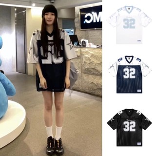 Áo thun nam nữ dáng rộng Áo thun Jersey trang trọng Áo thun thể thao Áo thun cổ cao Áo thun bóng đá - Jersey No. 32 món dạo phố Hàn Quốc