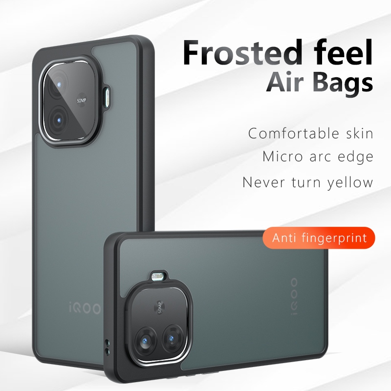 Dành cho iQOO Z9 Turbo + Chống vân tay Light Scrub PC Skin feel Hard Phone Case Vỏ bảo vệ chống rơi