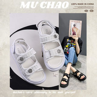 Mùa hè mới 2024 xu hướng thể thao thông thường phong cách Velcro giày đi biển đế dày thời trang