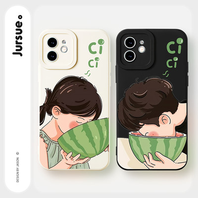 Ốp lưng JURSUE mềm nam nữ cặp đôi dễ thương đẹp ngộ nghĩnh độc lạ cho iPhone 17 16 15 14 13 12 11 Pro Max SE 2020 X XR XS ip 8 7 Plus kute Y5097