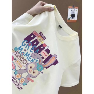 Dễ Thương Stellar bunny Họa Tiết Hoạt Hình Linh Vật Áo Thun Nữ Cổ Tròn Áo Thun Nữ Mới Đa Năng top 100% cotton