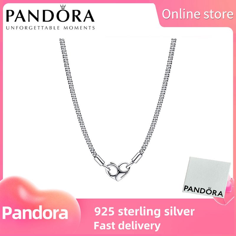 Trang sức vòng cổ bạc S925 chính hãng từ PANDORA với thiết kế chuỗi đính cườm Pandora Moments