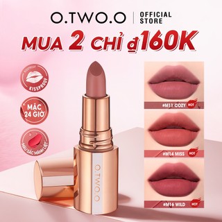 O.two.o Thỏi Son Lì Nhung Mịn Lâu Trôi Không Thấm Nước Chống Khô 8 Màu Tùy Chọn 39g