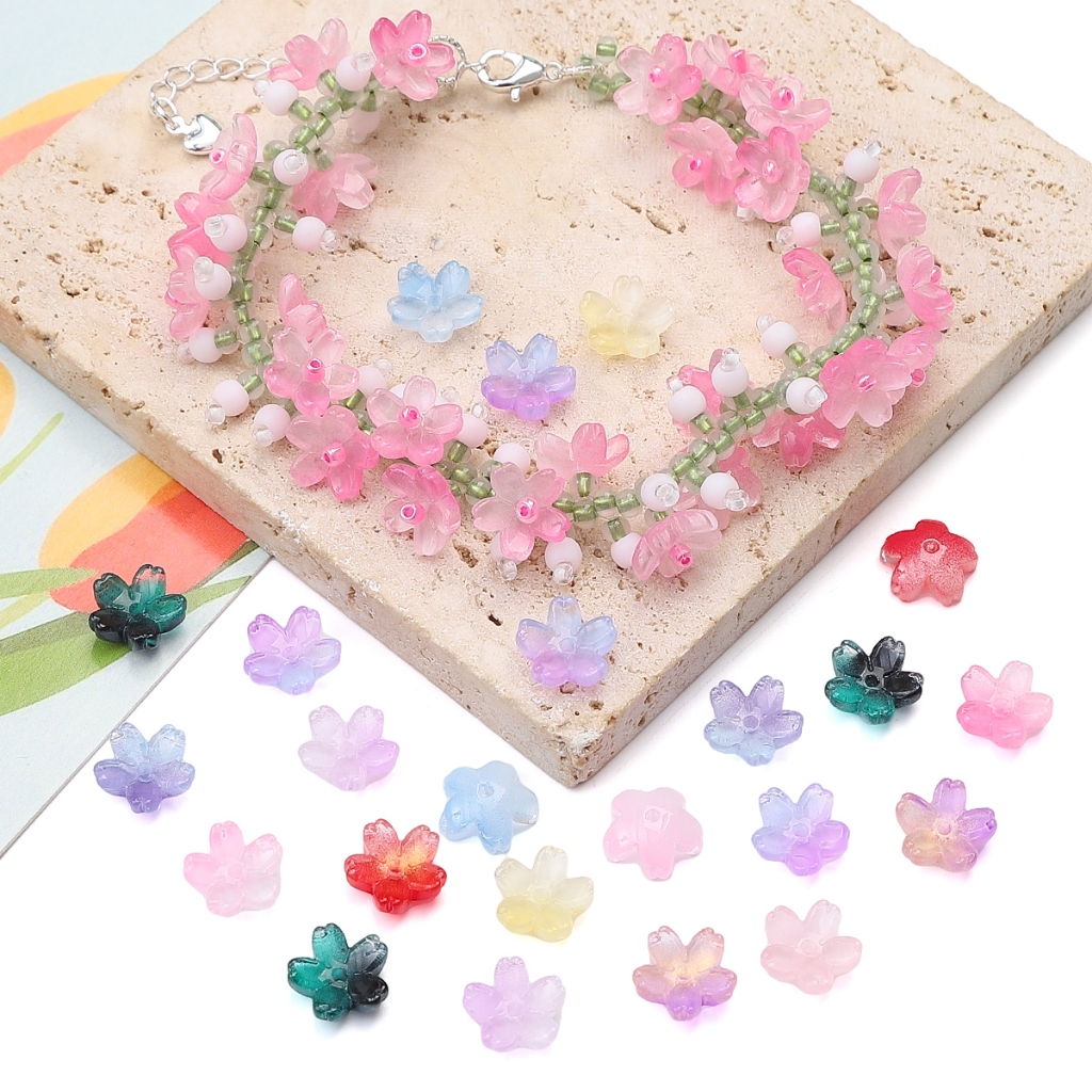 Beadia mùa hè 10 Cái / túi 11 Mm Hoa Anh Đào Hạt Hoa Thủy Tinh Hạt Quyến Rũ Cho Bông Tai Vòng Tay DIY Trang Sức Thủ Công Làm