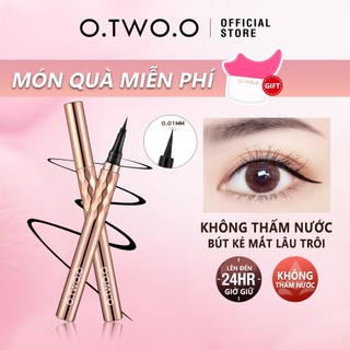 Bút kẻ mắt O.TWO.O màu đen chống nước lâu phai thiết kế vỏ bút thêu họa tiết vàng kim đẹp mắt