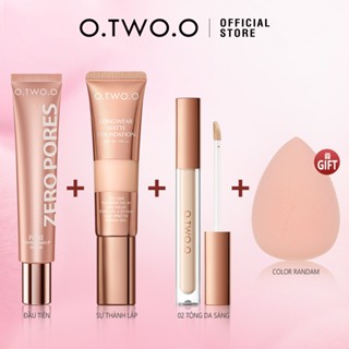 Bộ Trang Điểm 4 Món Gồm Kem Nền + Kem Che Khuyết Điểm + Mút Trang Điểm o.two.o 140g