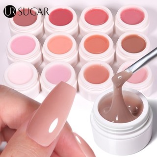 Ur sugar gel Nối Dài Móng Tay 15ml Dạng Thạch Cứng Trong Suốt Màu nude Tự Nhiên Kiểu Pháp