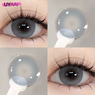 Ống kính tiếp xúc UYAAI Học sinh làm đẹp Màu sắc Hạnh phúc Hues Serene Blue / Bunny Pink 1 Cặp Trang điểm hàng năm Ống kính màu 14,5mm