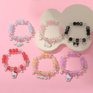 Sanrio Chuột Mickey KT Cat Melody Bắp Rang Pha Lê Hoạt Hình Dễ Thương Đính Hạt Vòng Tay