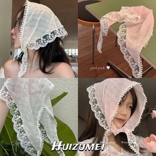 Huizumei Khăn xếp ren hoa tam giác thời trang nữ tính