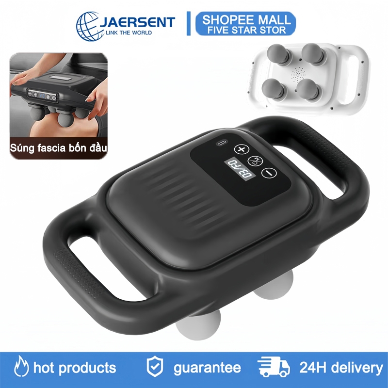JAERSENT Máy massage cầm tay- Súng massage cầm tay đấm lưng mát xa trị liệu cổ vai gáy 4 đầu