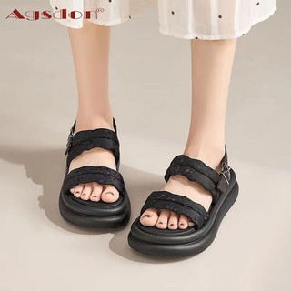 Agsdon Giày Sandal Đế Dày  Nữ 2024 Phong Cách Mới Mùa Hè Có Váy Tất Cả Trận Đấu Giày Đi Biển Nhỏ Chống Trơn Trượt