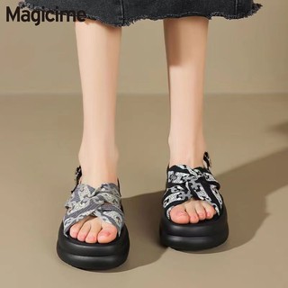 Magicime Giày Sandal Flat Women 2024 Phong Cách Mới Mùa Hè Thoải Mái Chống Trơn Trượt