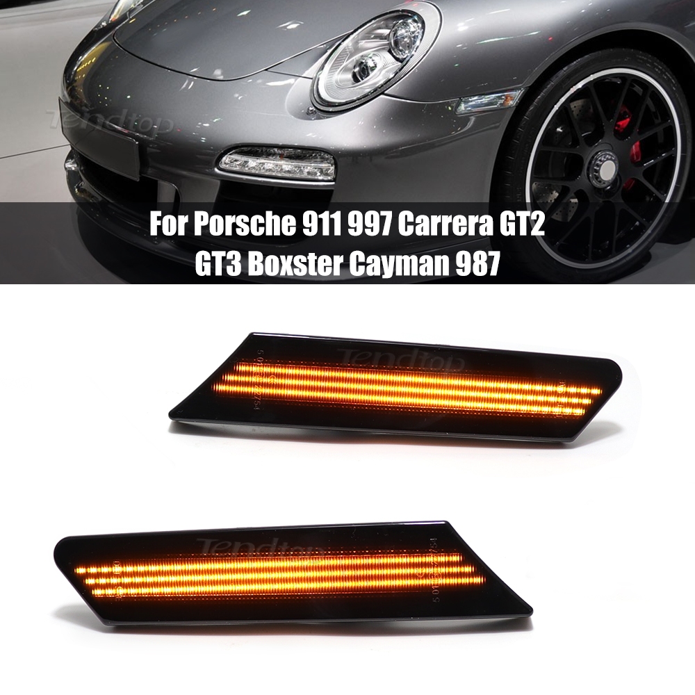 2 Chiếc LED Năng Động Biến Tín Hiệu Bên Đèn Đánh Dấu Cho Porsche 911 997 Carrera GT2 GT3 Boxster Cay