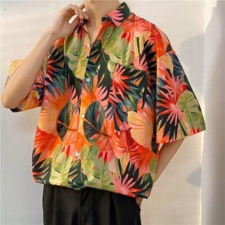 Đông nam á ice silk nửa tay áo sơ mi hoa nam mùa hè in hình áo sơ mi hawaii nam m-3xl