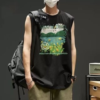  M-8xl Phong Cách Hàn Quốc Mùa Hè Vẽ Tay Graffiti In Áo Thun Nam Cổ Tròn Không Tay Thể Thao Áo Vest Cotton Thoáng Mát Nhiều Màu Unisex