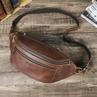 CONTACT'S Nam Túi Thắt Lưng Da Thật Chính Hãng Gói Thắt Lưng Túi Du Lịch Fanny Pack Túi Điện Thoại Túi Đeo Ngang Ngực Túi Xách