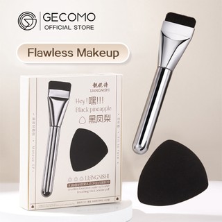 Bộ trang điểm nền GECOMO, Bàn chải nền phẳng + Bọt biển Puff khô ướt, có hộp lưu trữ, Trang điểm không dấu vết