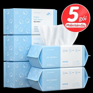 Khăn khô cotton nguyên chất dùng một lần Ouyili, đa năng lau khô ướt, giấy mặt dùng một lần, in 4D, siêu mềm, 20cmX20cm, 50 CÁI